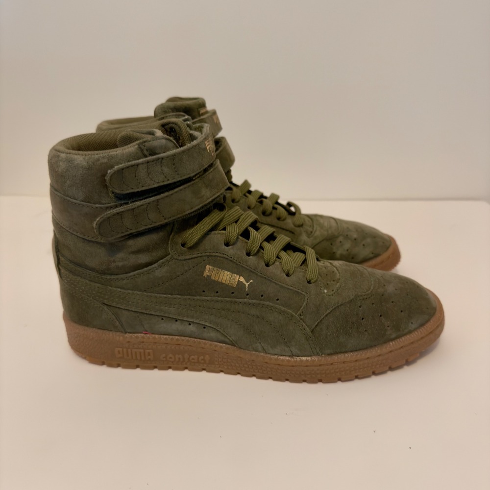 Puma Sky II Hi Olive Green Suede High Top Sneakers Gum Sole Women's 10 364395-02 - Picture 5 of 7